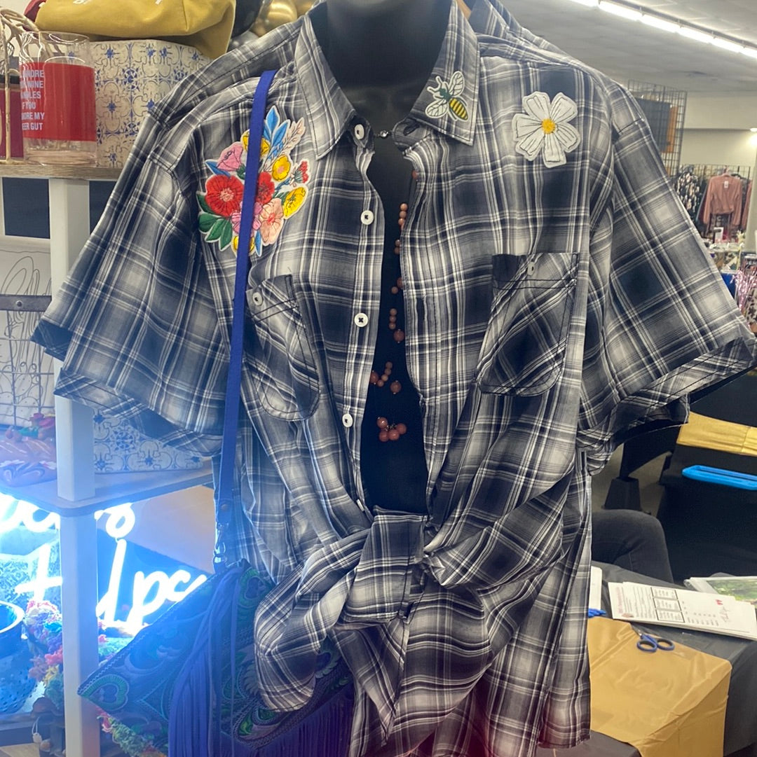 Black Plaid Button Up Shirt