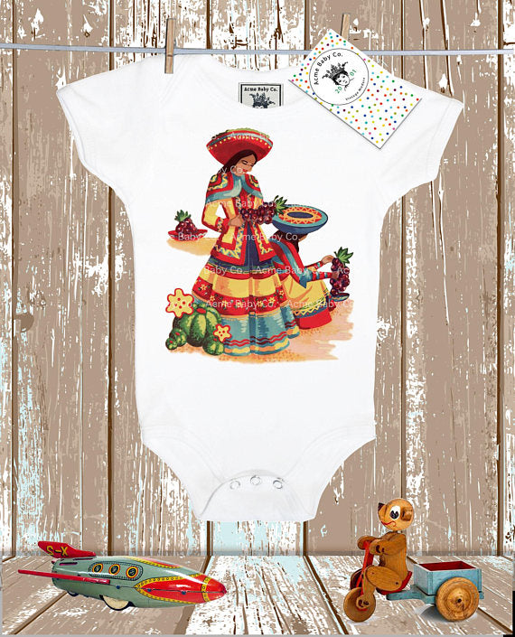 Acme Baby Co. - Mexican Baby Bodysuit - White Short Sleeve - The Desert Paintbrush