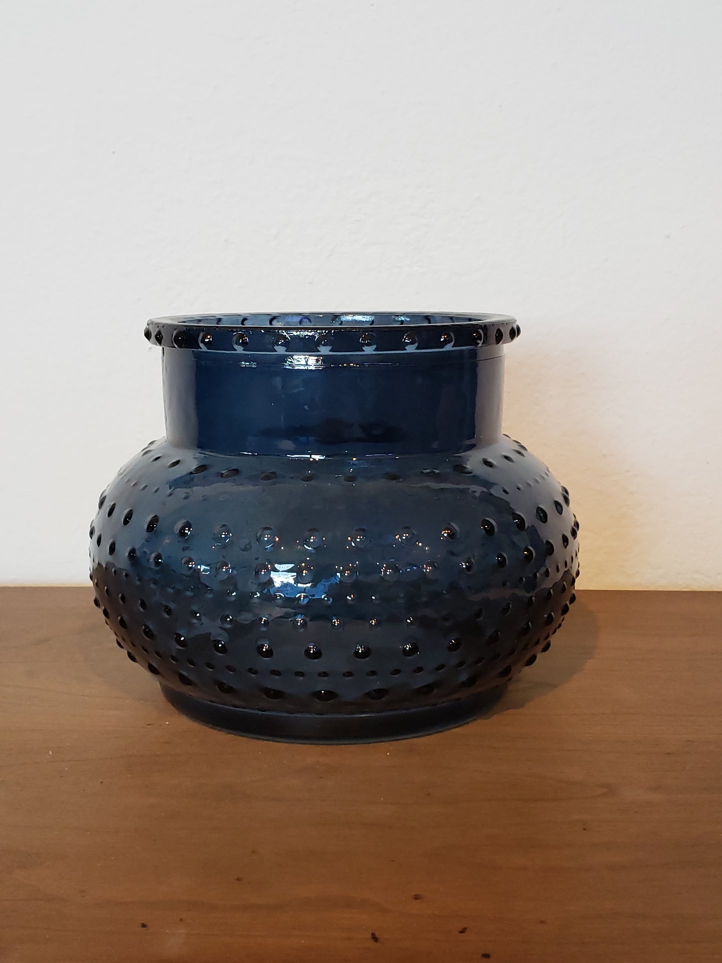 Blue Glass Hobnail Candle Holder - The Desert Paintbrush