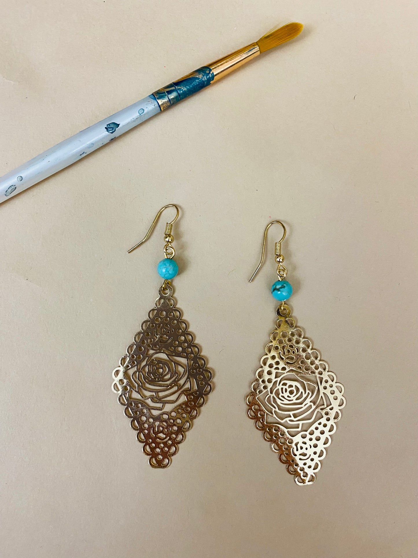 Golden Rose Earrings