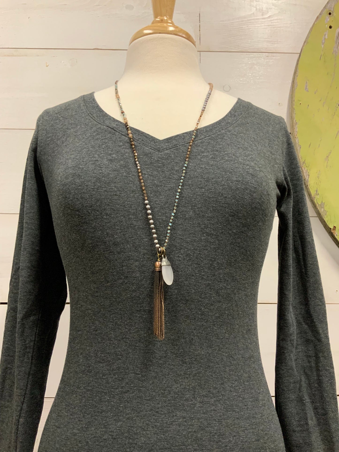 Eliza Necklace w/ Crystal and Tassel - The Desert Paintbrush