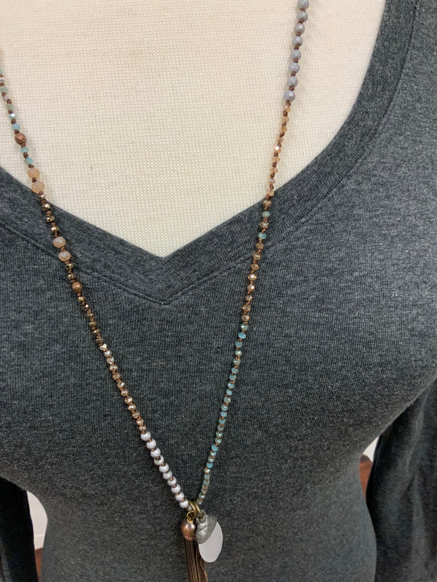Eliza Necklace w/ Crystal and Tassel - The Desert Paintbrush
