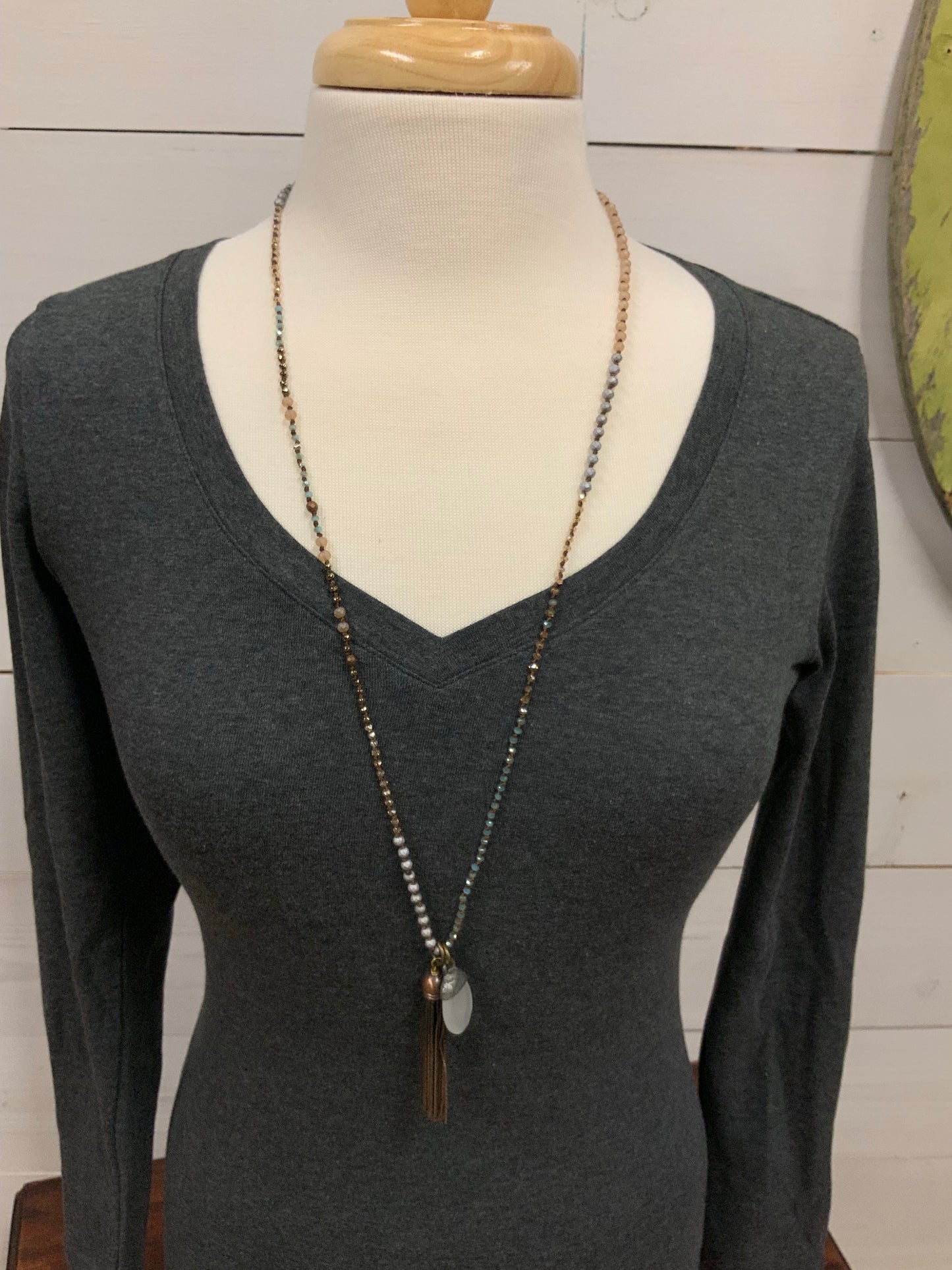 Eliza Necklace w/ Crystal and Tassel - The Desert Paintbrush
