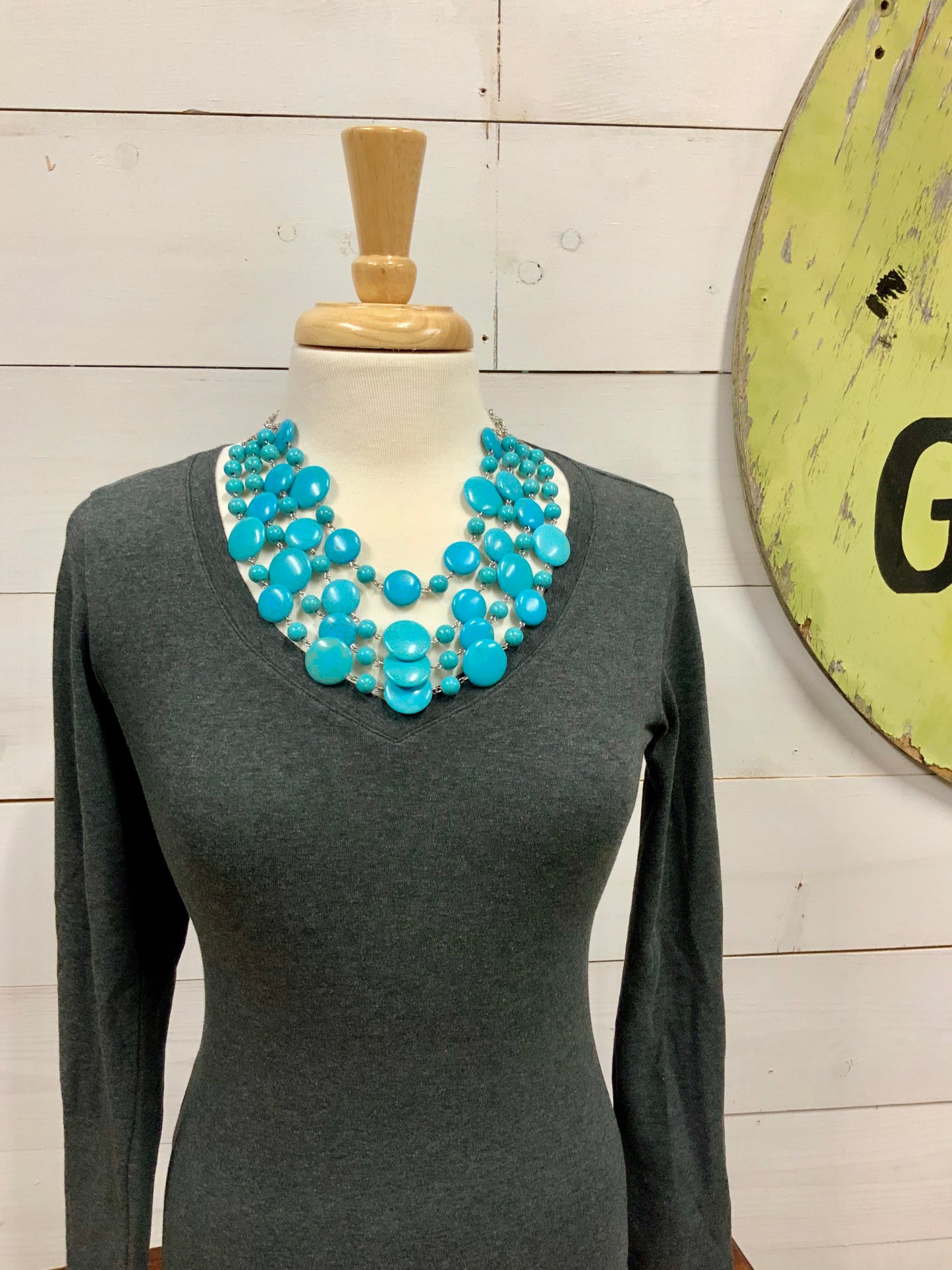 Turquoise Gold Multi Strand Necklace Set - The Desert Paintbrush