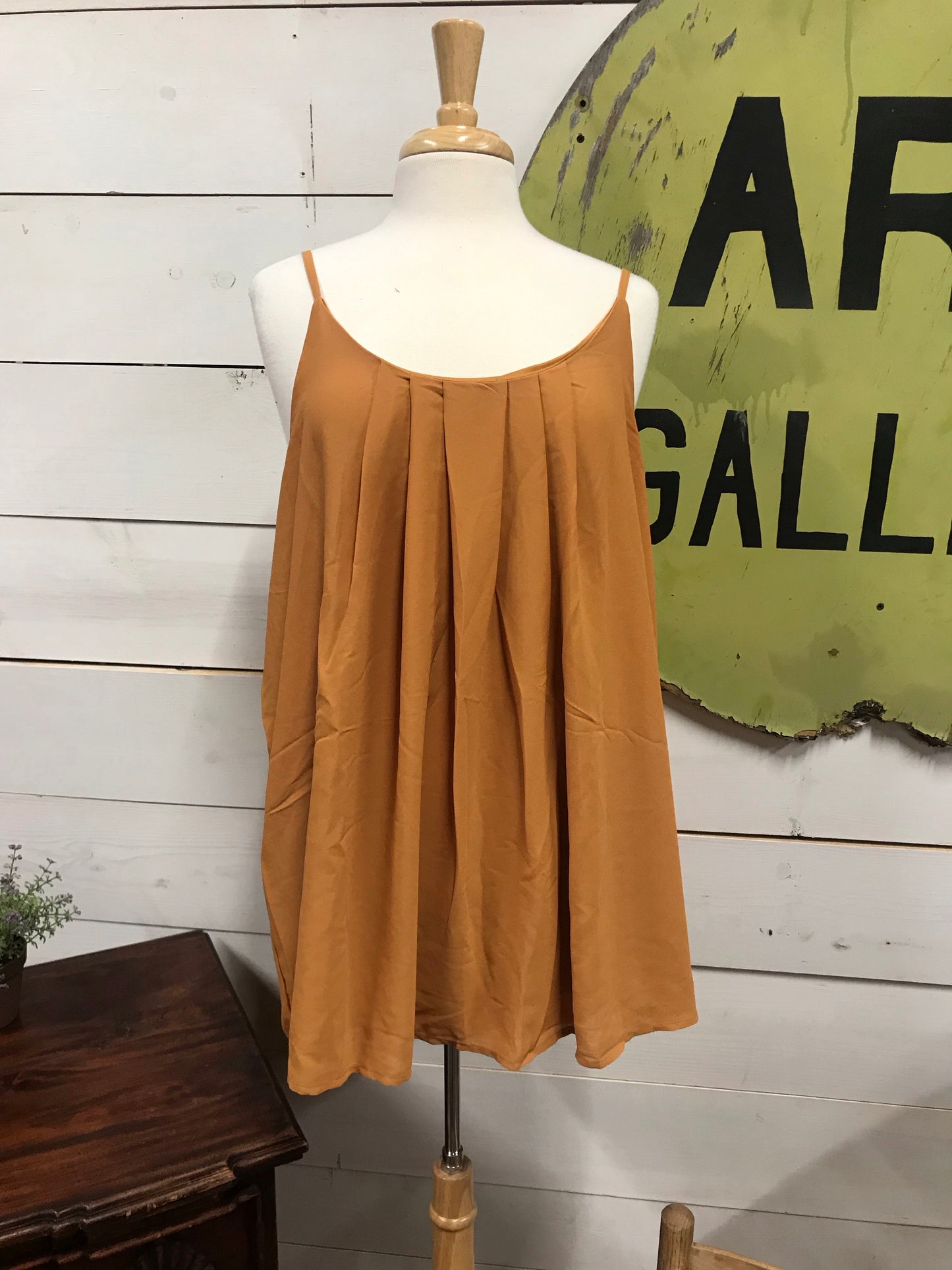 Mustard Pleated Tank - The Desert Paintbrush