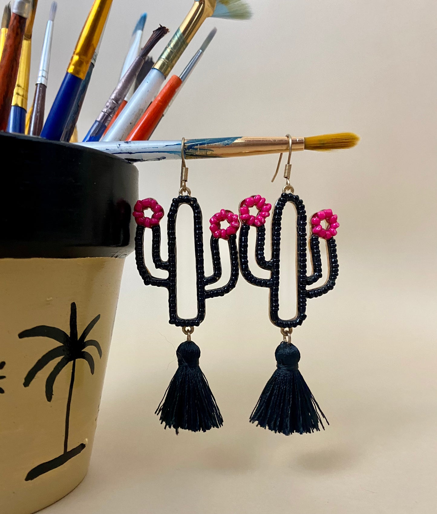 Black Cactus Earrings