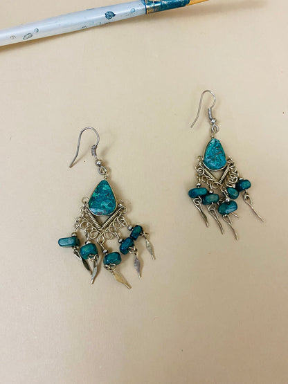 Turquoise Multi Stone Drop Earrings