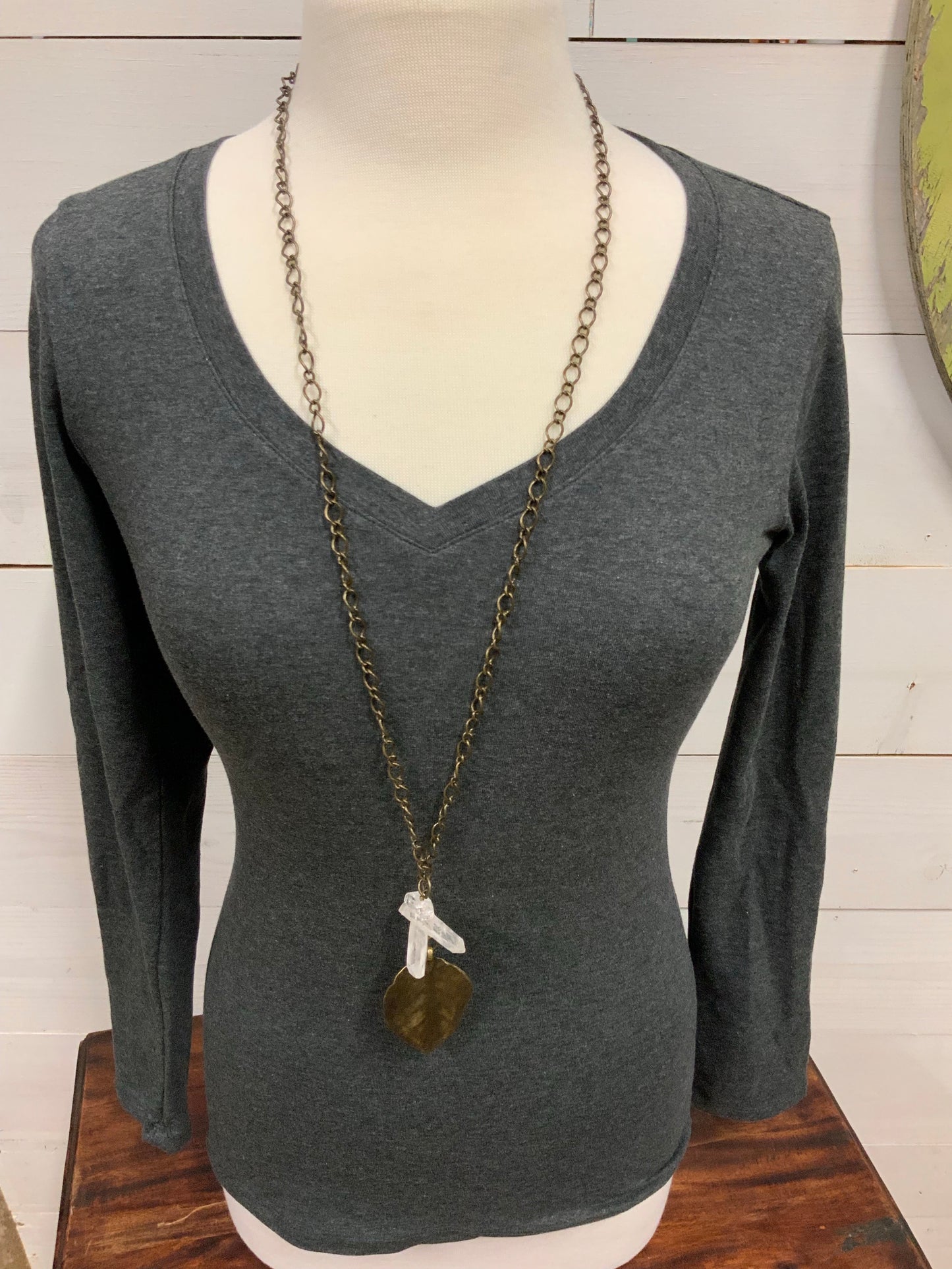 Crystal & Gold Leaf Necklace - The Desert Paintbrush
