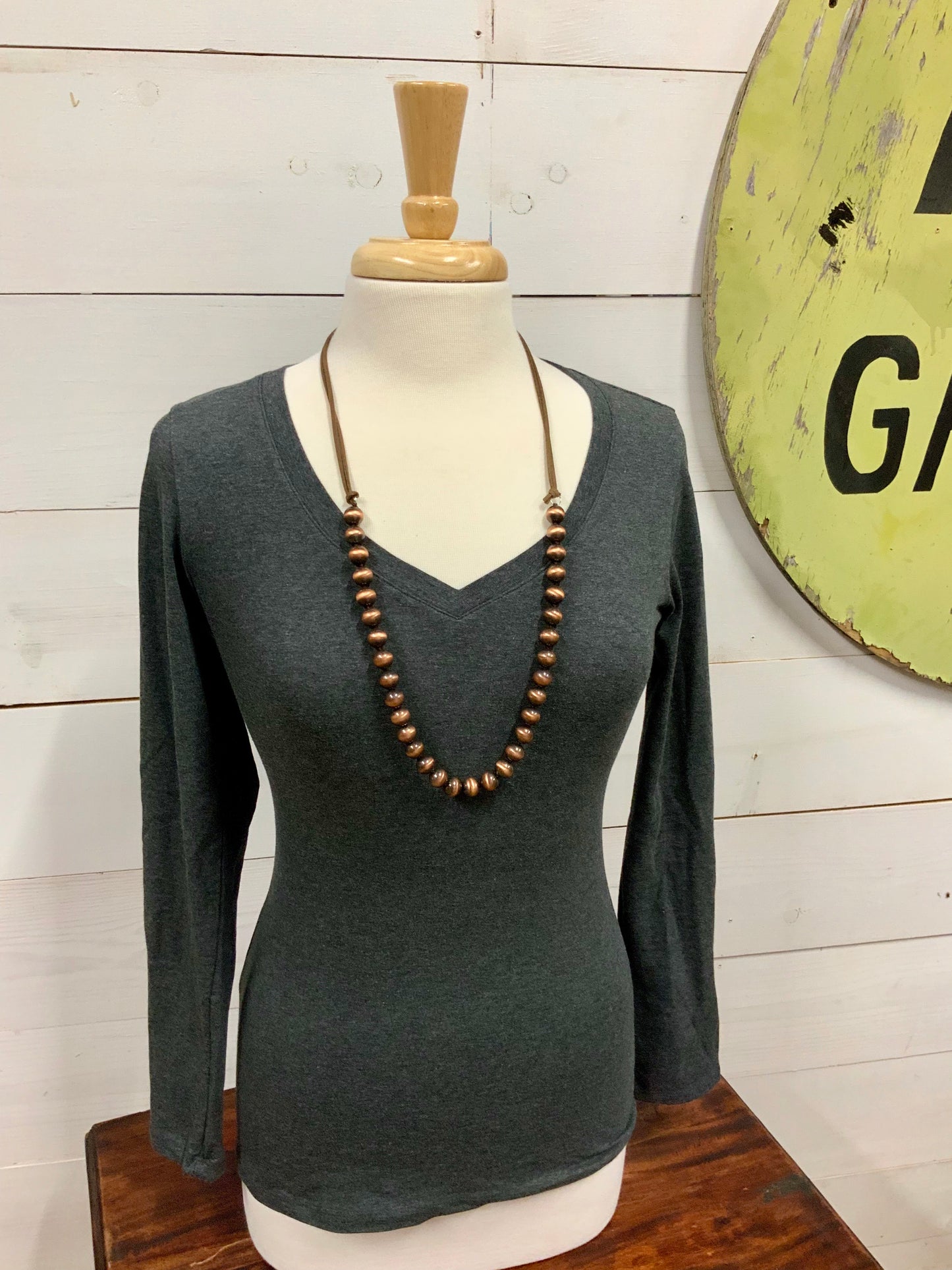 Copper beaded leather necklace - The Desert Paintbrush