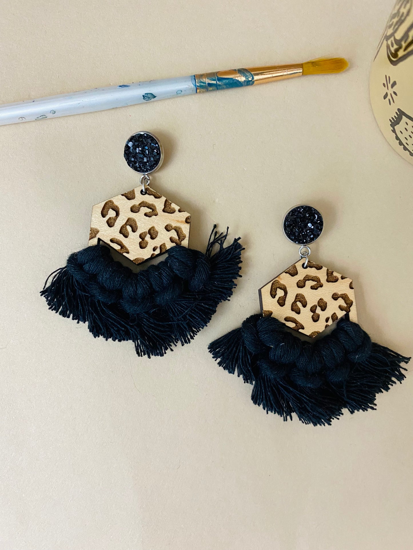 Wild Thang Black Macrame Earrings