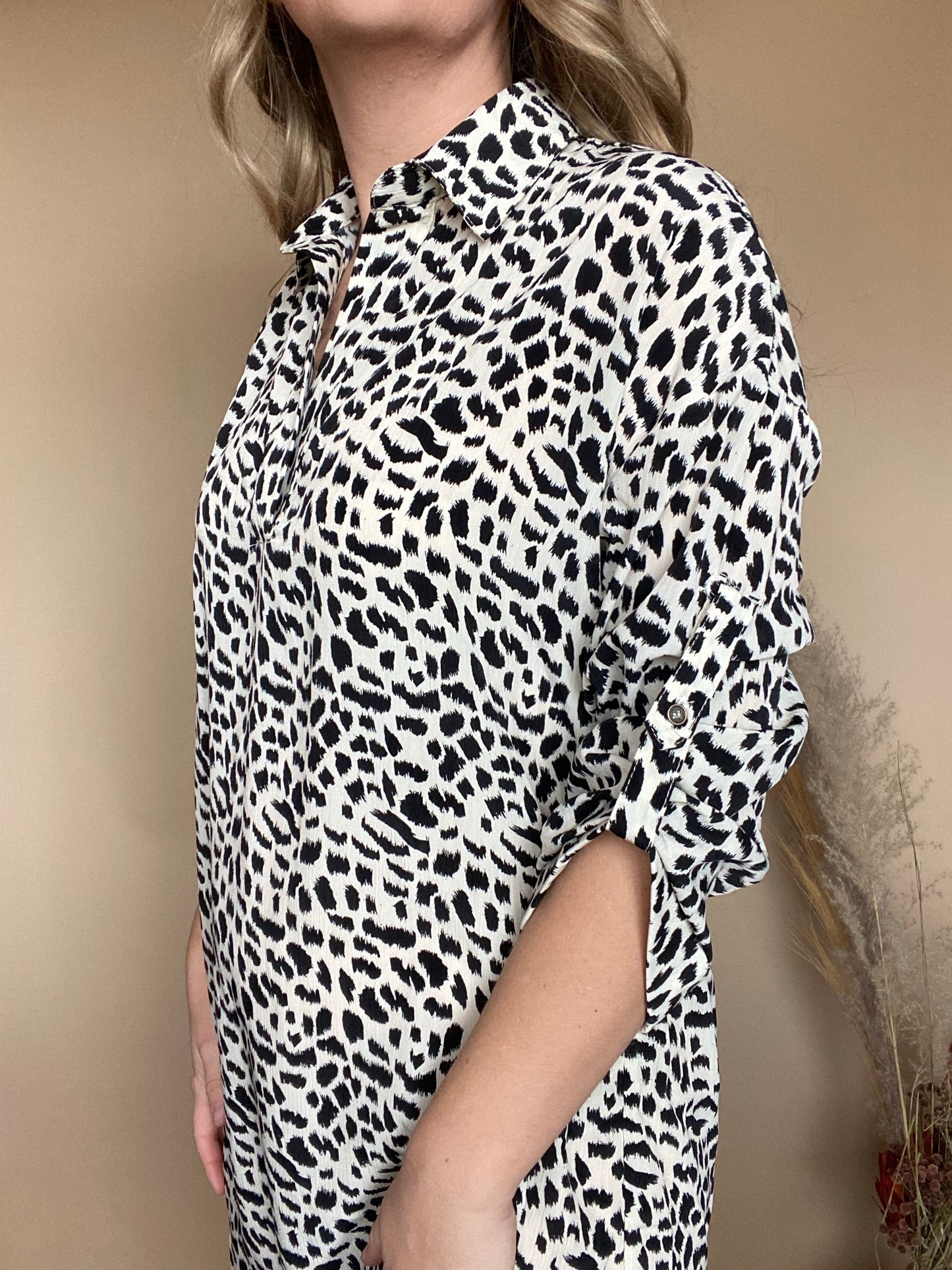 Umgee Dalmatian Print Collared Dress
