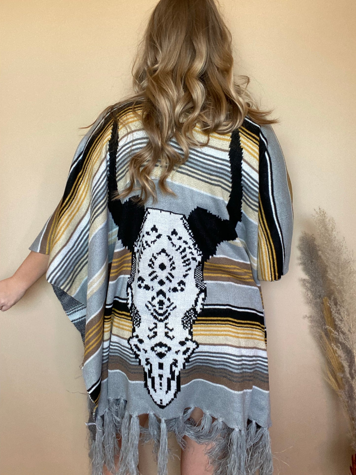 Bohemian Cow Skull Poncho