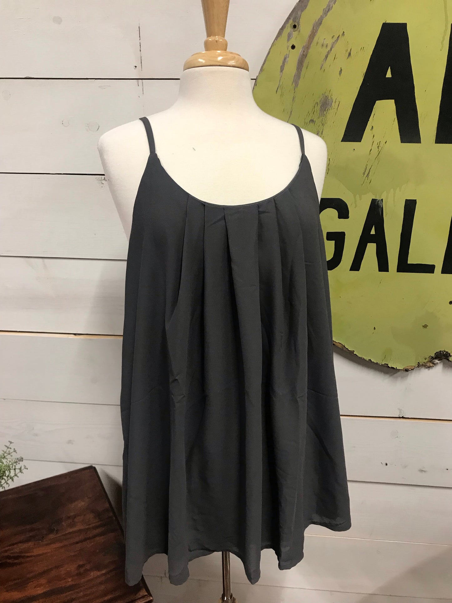 Grey Pleated Tank - The Desert Paintbrush