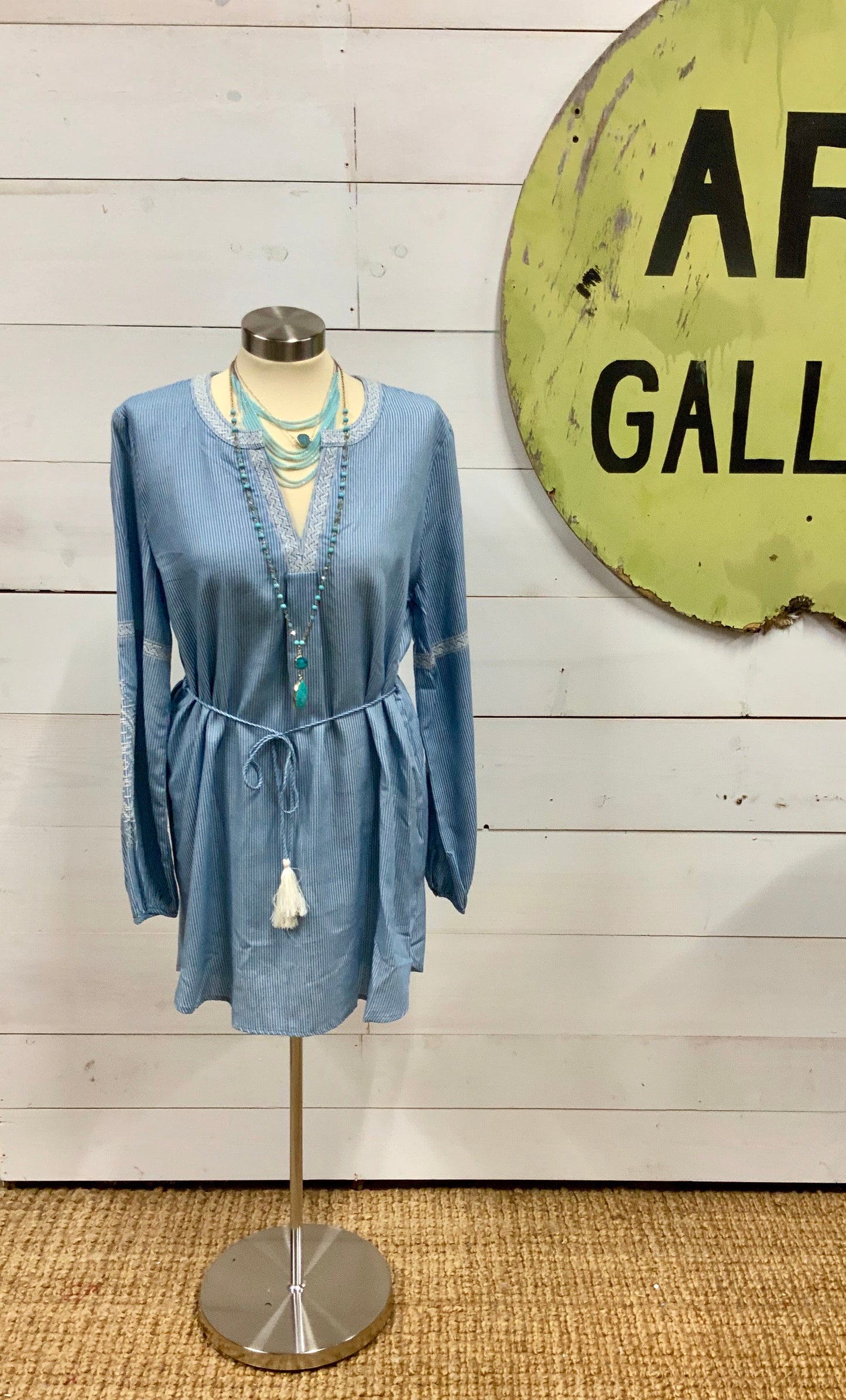 Blue Tassel Belt Dress - The Desert Paintbrush