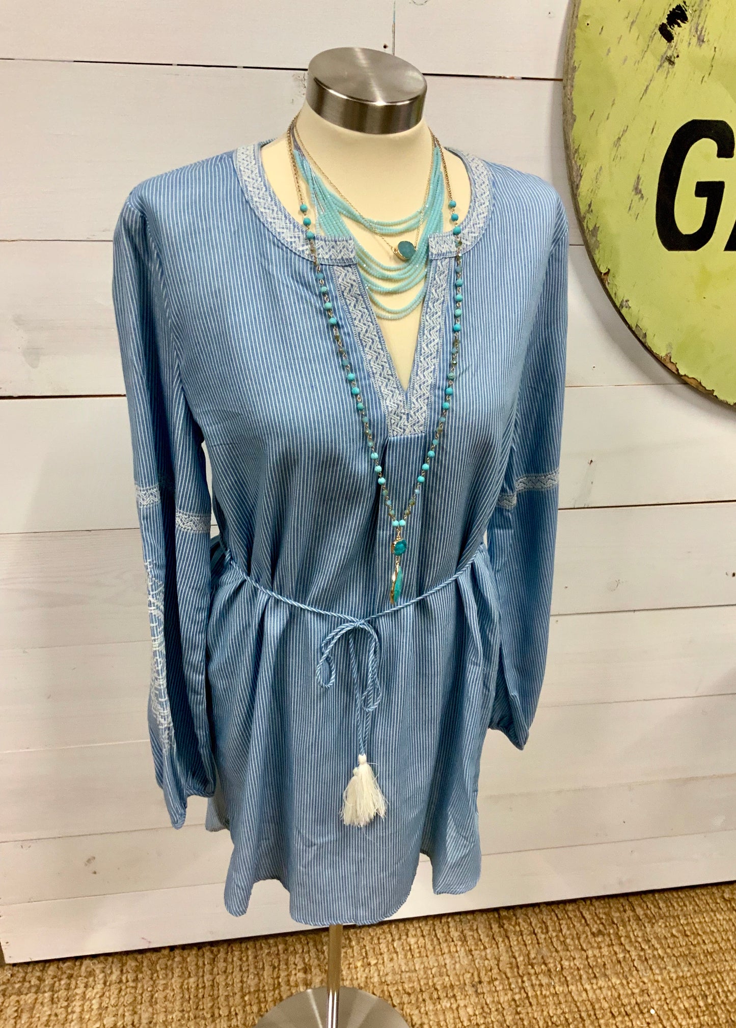 Blue Tassel Belt Dress - The Desert Paintbrush