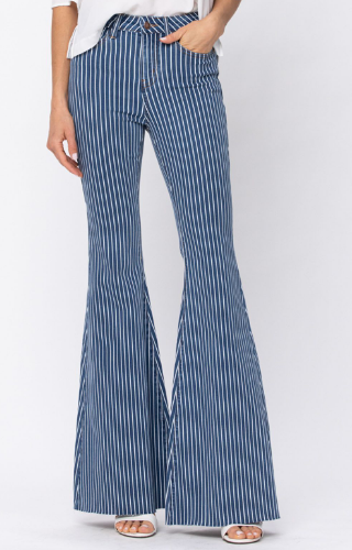 Judy Blue High Rise Striped Flare Jeans