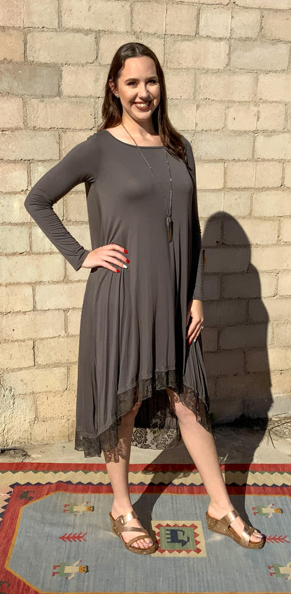 High Low Lace Trim Dress - The Desert Paintbrush