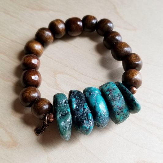 Natural Turquoise and Wood Bracelet - The Desert Paintbrush