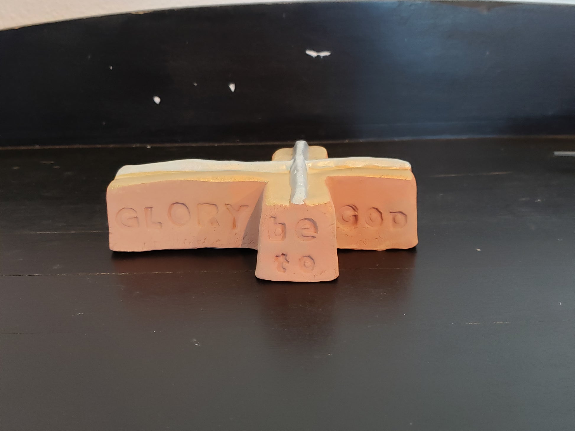 Gold & Silver Clay cross - The Desert Paintbrush