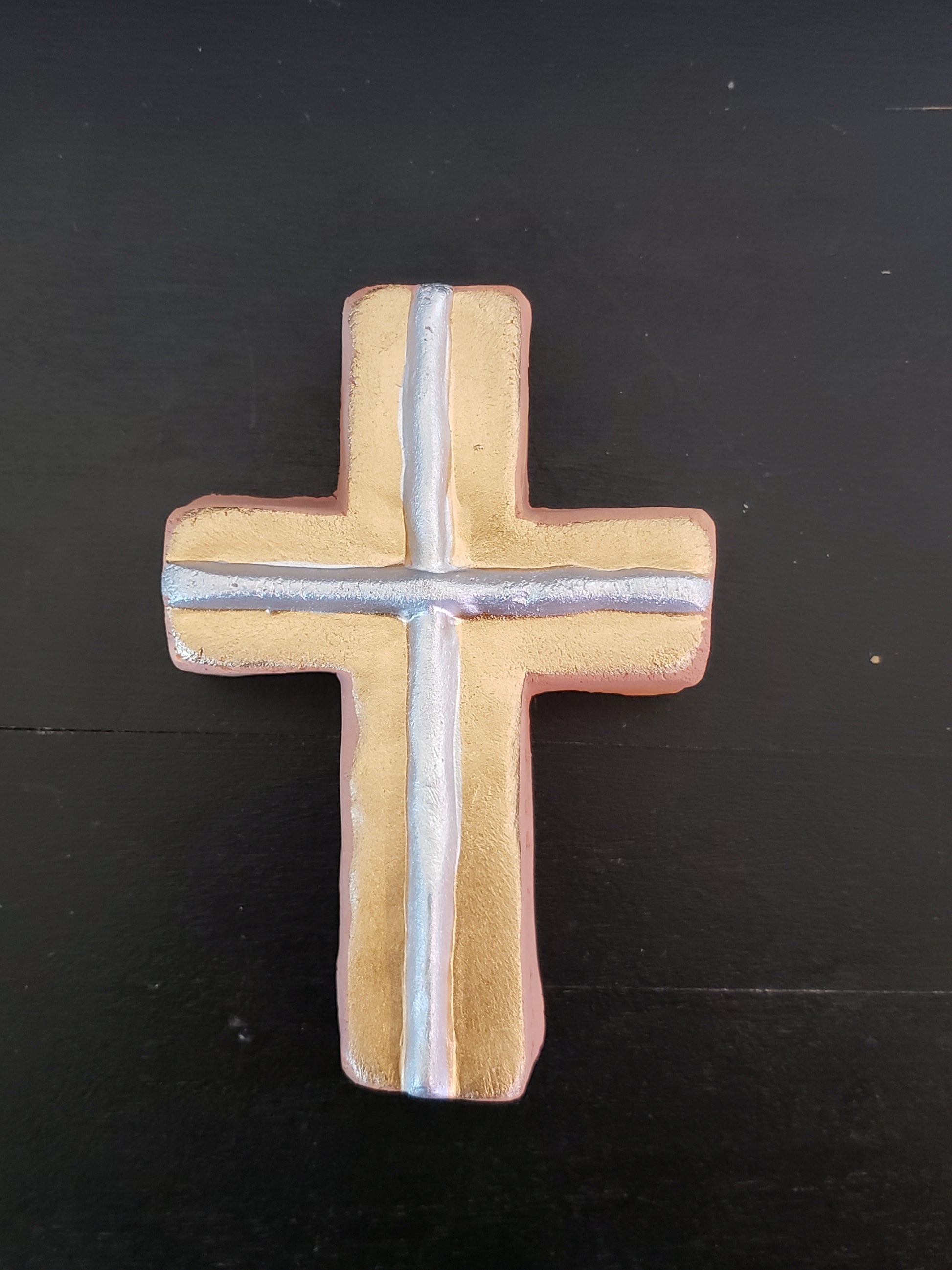 Gold & Silver Clay cross - The Desert Paintbrush