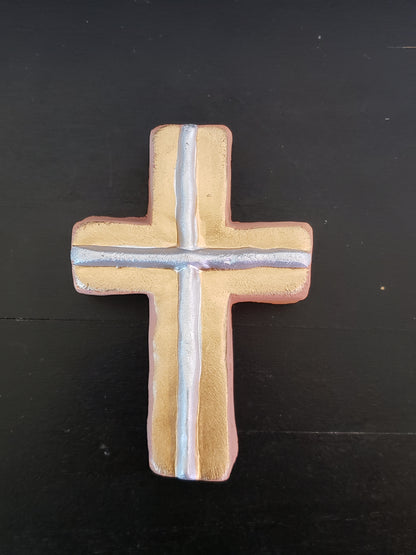 Gold & Silver Clay cross - The Desert Paintbrush