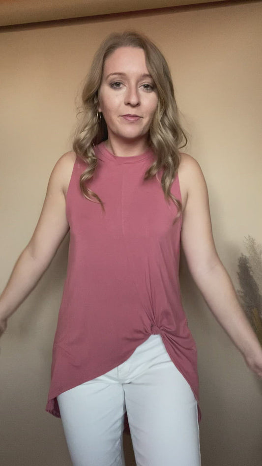 Sleeveless high low top