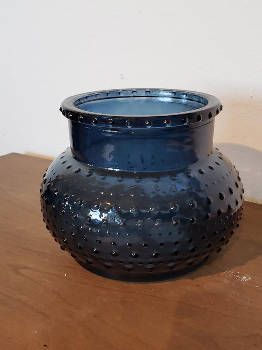 Blue Glass Hobnail Candle Holder - The Desert Paintbrush