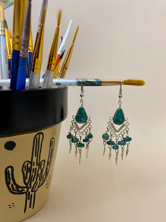 Turquoise Multi Stone Drop Earrings