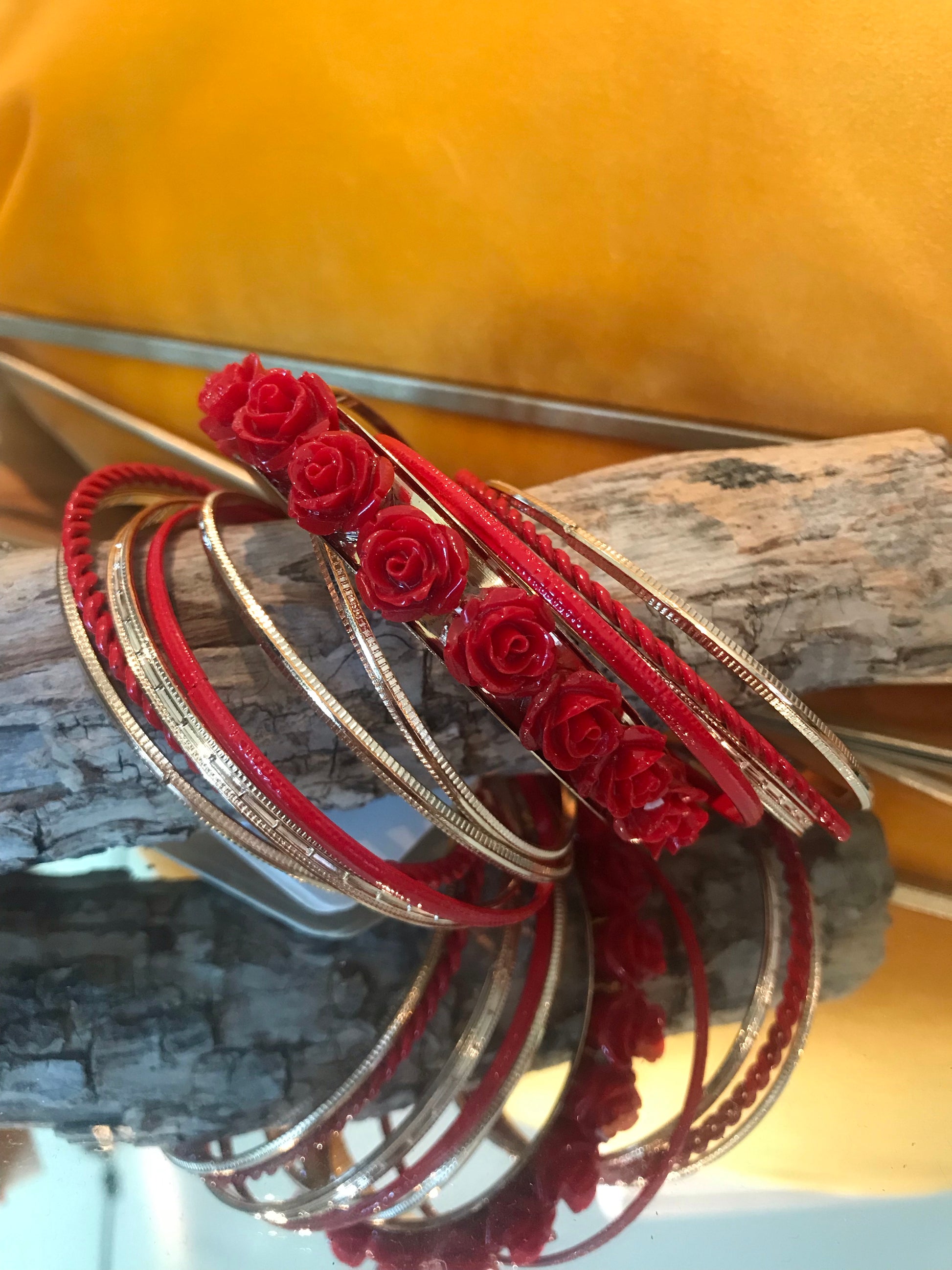 Red Rose Multi Strand Bracelet - The Desert Paintbrush