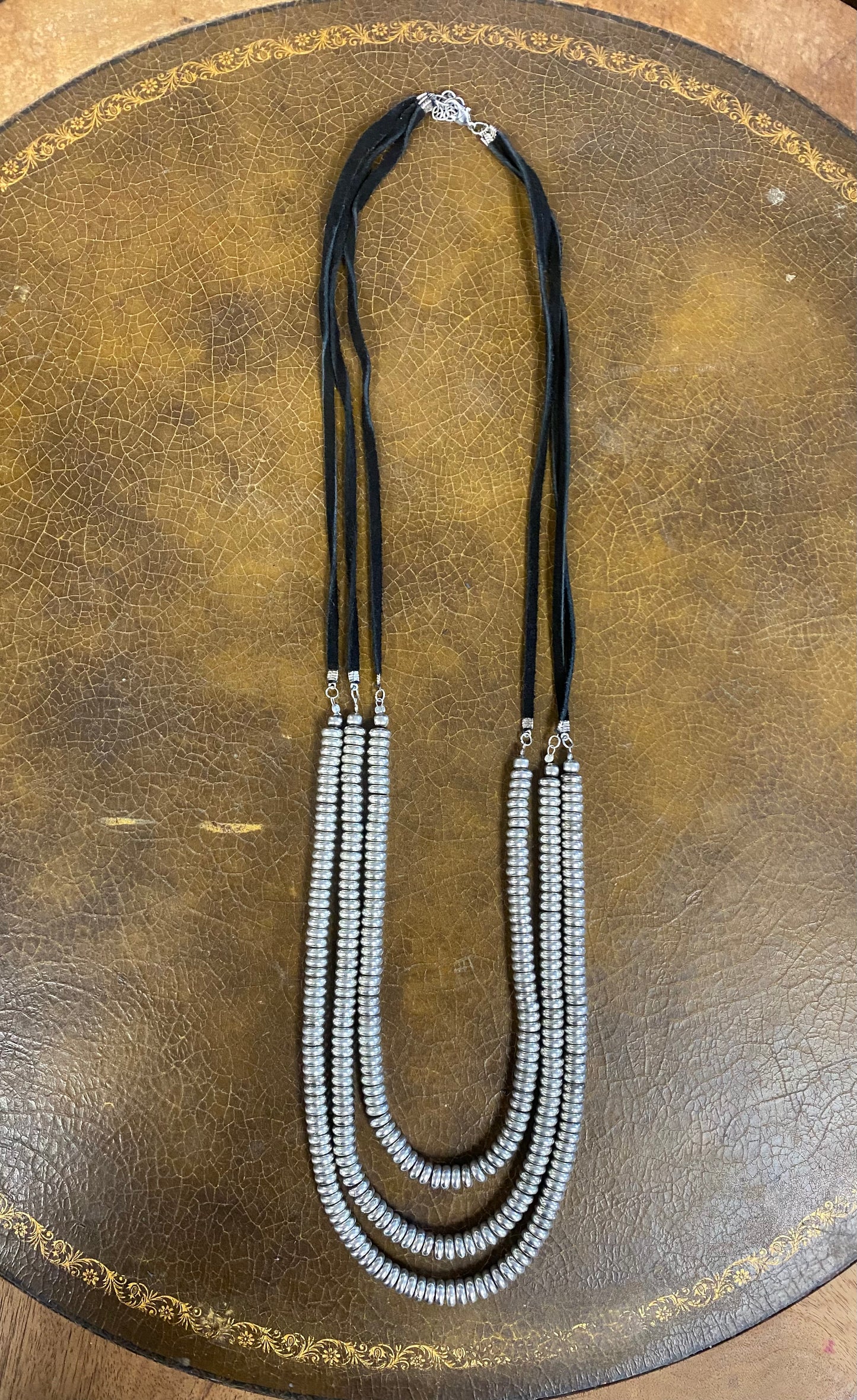 Silver beaded necklace