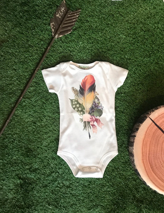 Acme Baby Co. - Feather Bodysuit - White Short Sleeve - The Desert Paintbrush