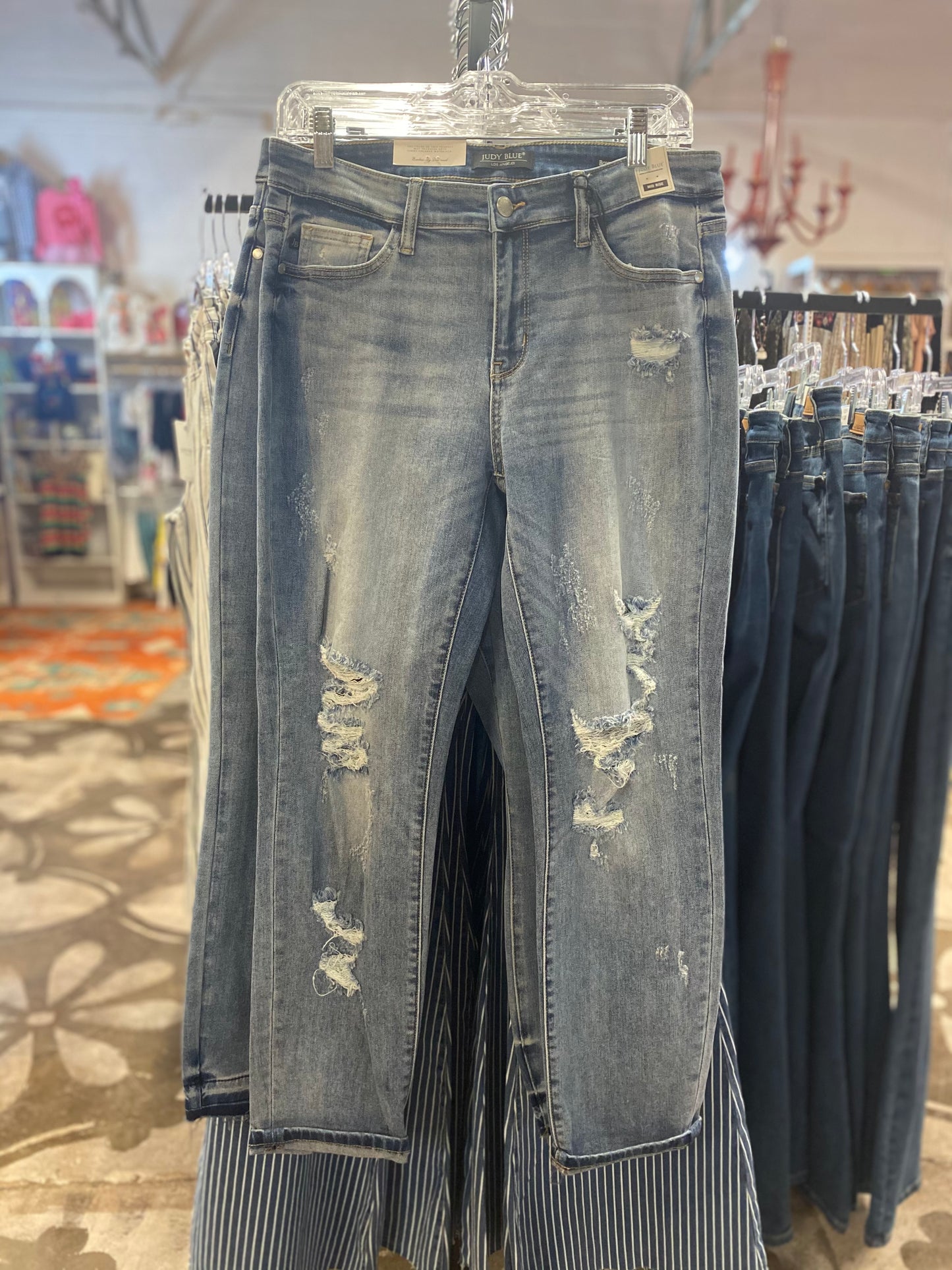 Judy Blue Mid-Rise Destroyed Boyfriend Jeans