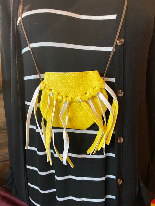 Kids Yellow Ball Fringe Purse