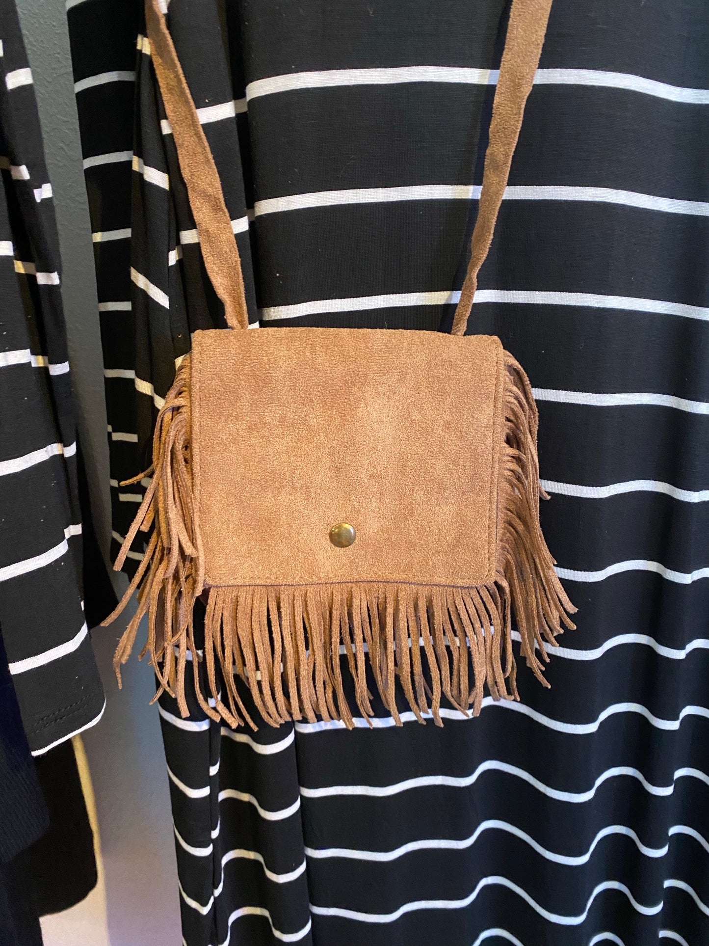 Small Suede Fringe Crossbody Purse