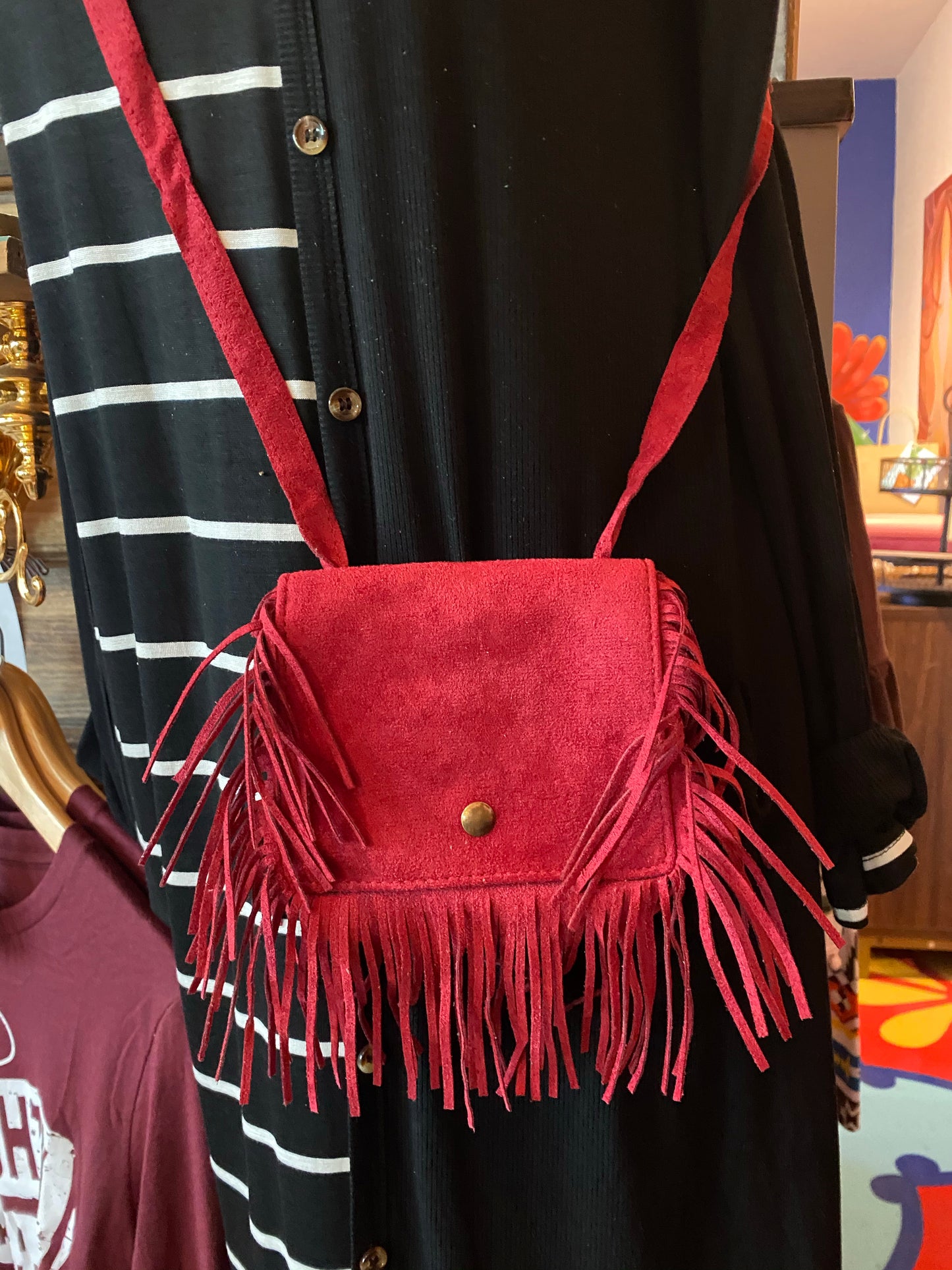 Small Suede Fringe Crossbody Purse