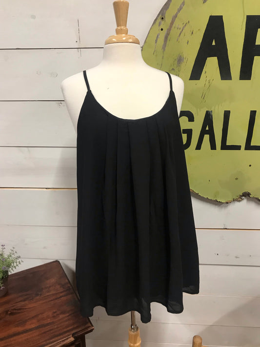 Black Pleated Tank - The Desert Paintbrush
