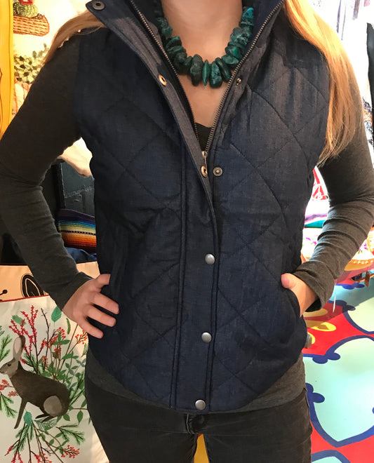 Quilted Denim Vest - The Desert Paintbrush