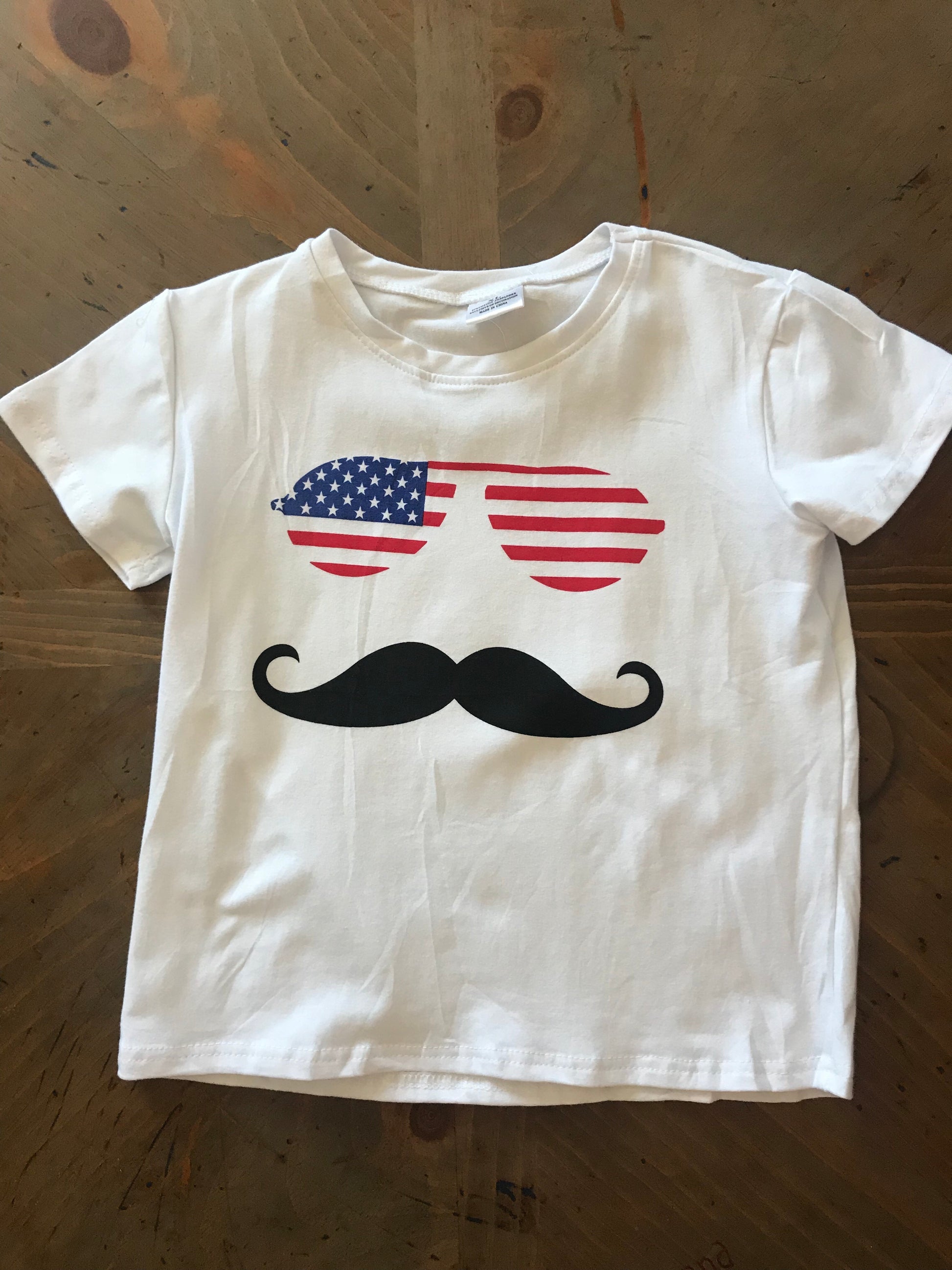 Mustache and USA t shirt - The Desert Paintbrush
