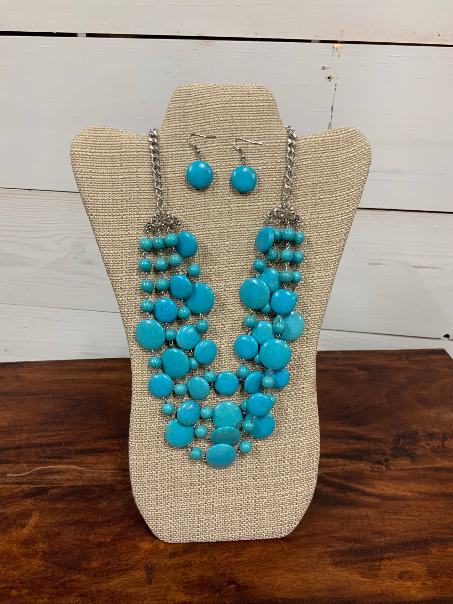 Turquoise Gold Multi Strand Necklace Set - The Desert Paintbrush