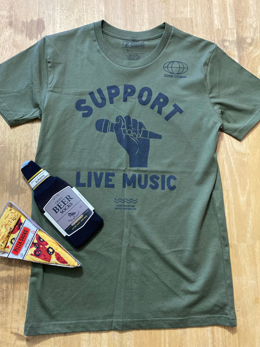 Support Live Music Tee-Green