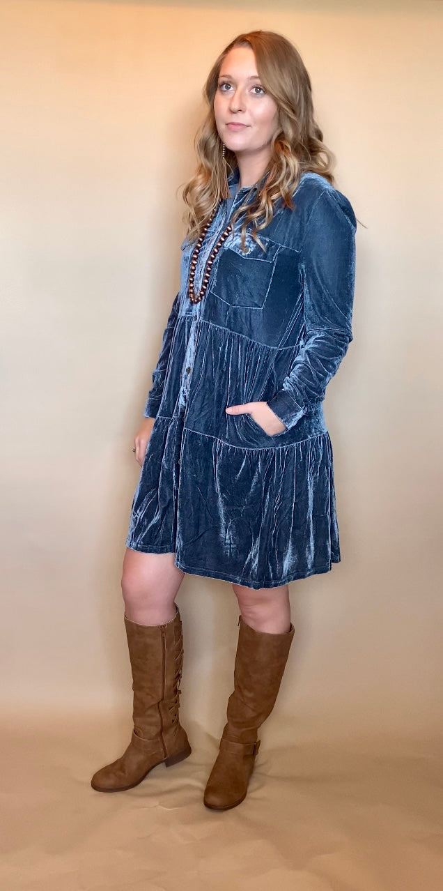 Steel Me Away Velvet Dress No