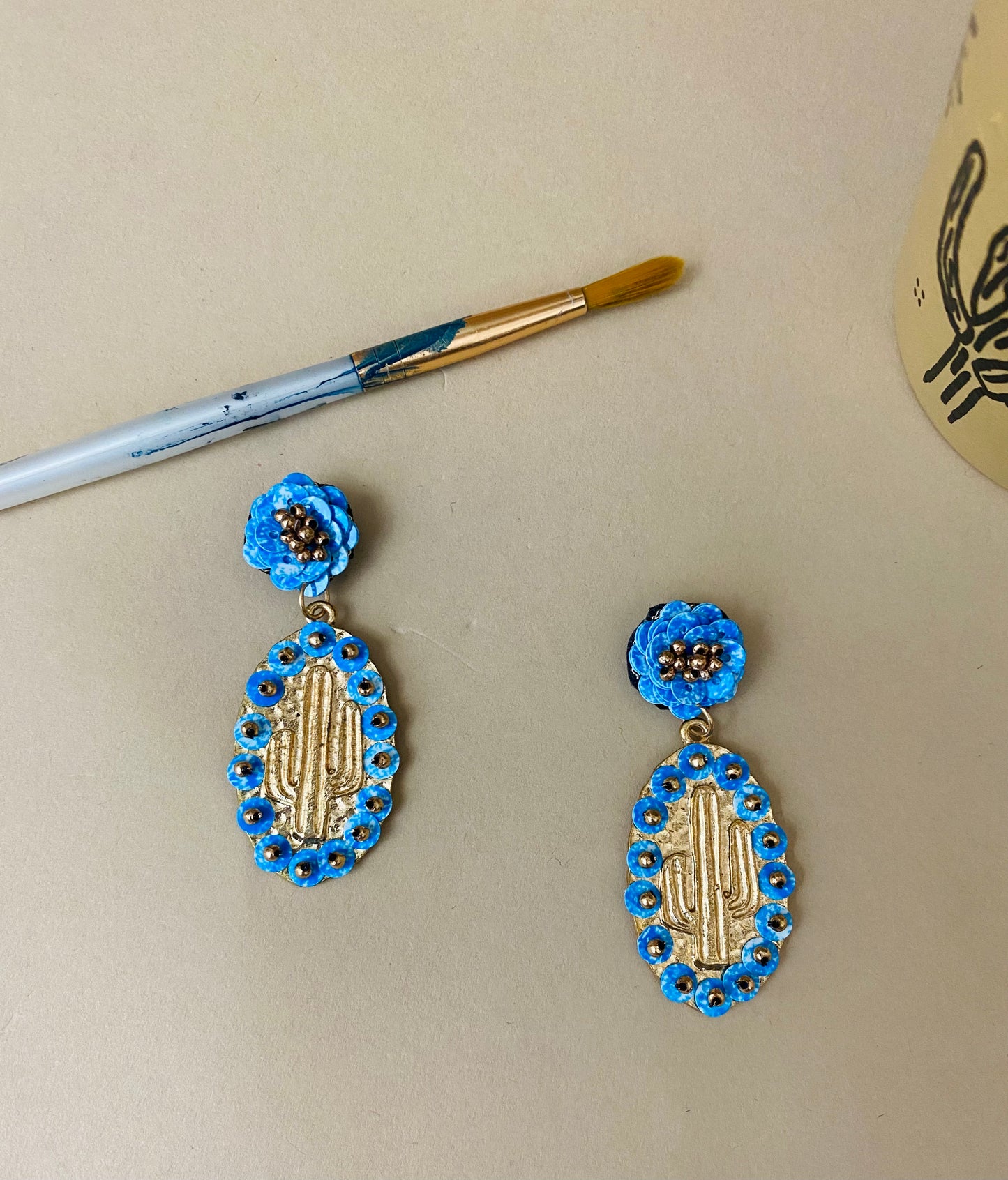 Blue Cactus Earrings