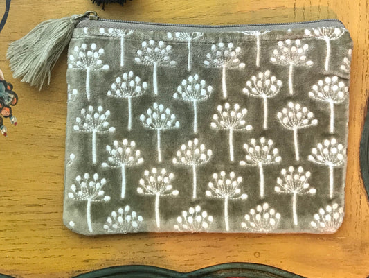 Velvet Embroidered zip Pouch w/ Tassel - The Desert Paintbrush