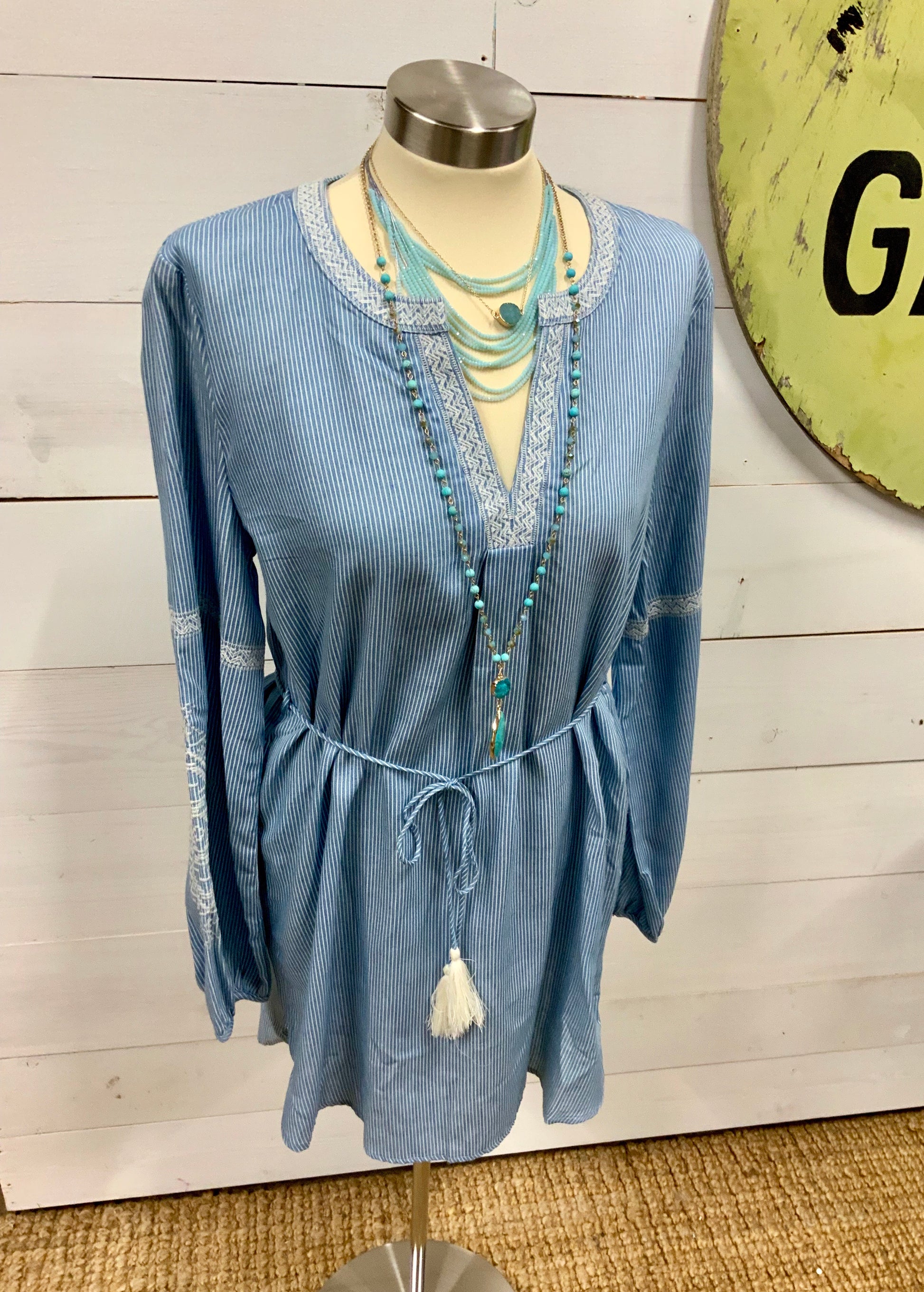 Blue Tassel Belt Dress - The Desert Paintbrush
