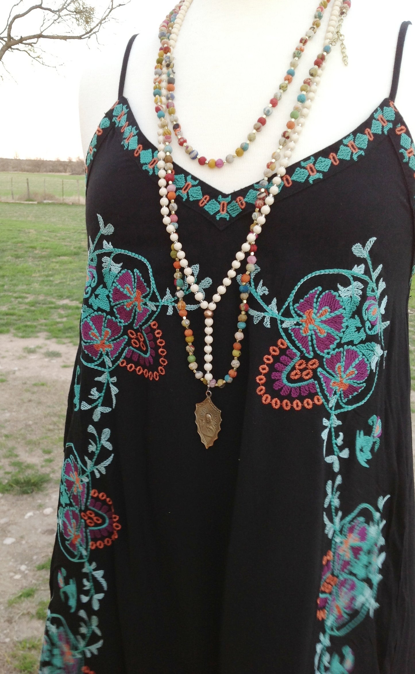 Floral Embroidery Detailed Slip Dress - The Desert Paintbrush