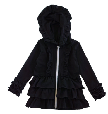 Black Ruffle Girls Hoodie - The Desert Paintbrush