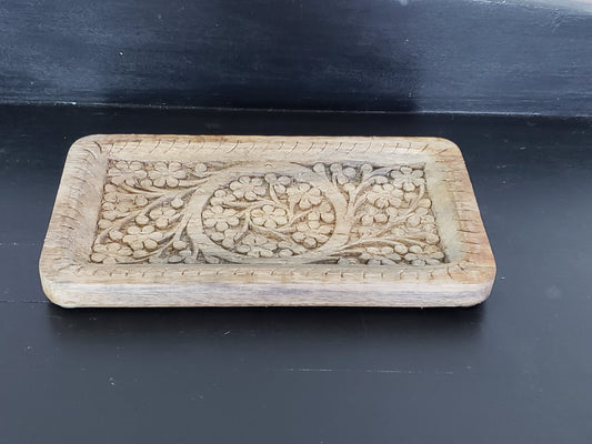 Hand Carved Mango Wood Tray - The Desert Paintbrush